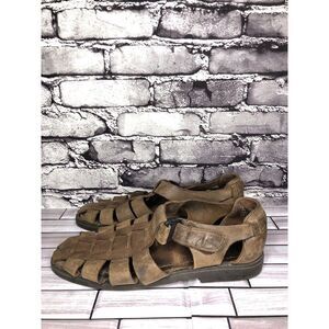 Claybrooke Footwear Brown Leather Fisherman Hiking Strap Sandals Men Sz 9M US/42